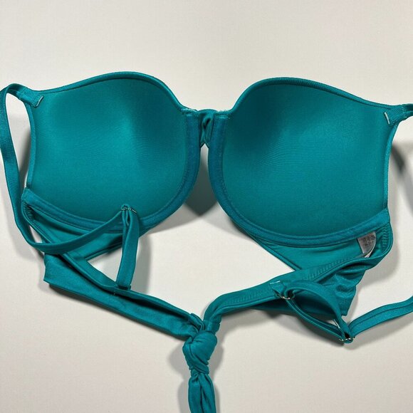 Victoria Secret 36DDD VERY SEXY Push Up Bikini Top Shine Back Tie Capri Sea Blue - Picture 4 of 6